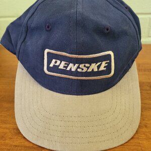 Vintage Penske Hat Adult Adjustable Snapback NAVY BLUE and Khaki Logo y2k era ET